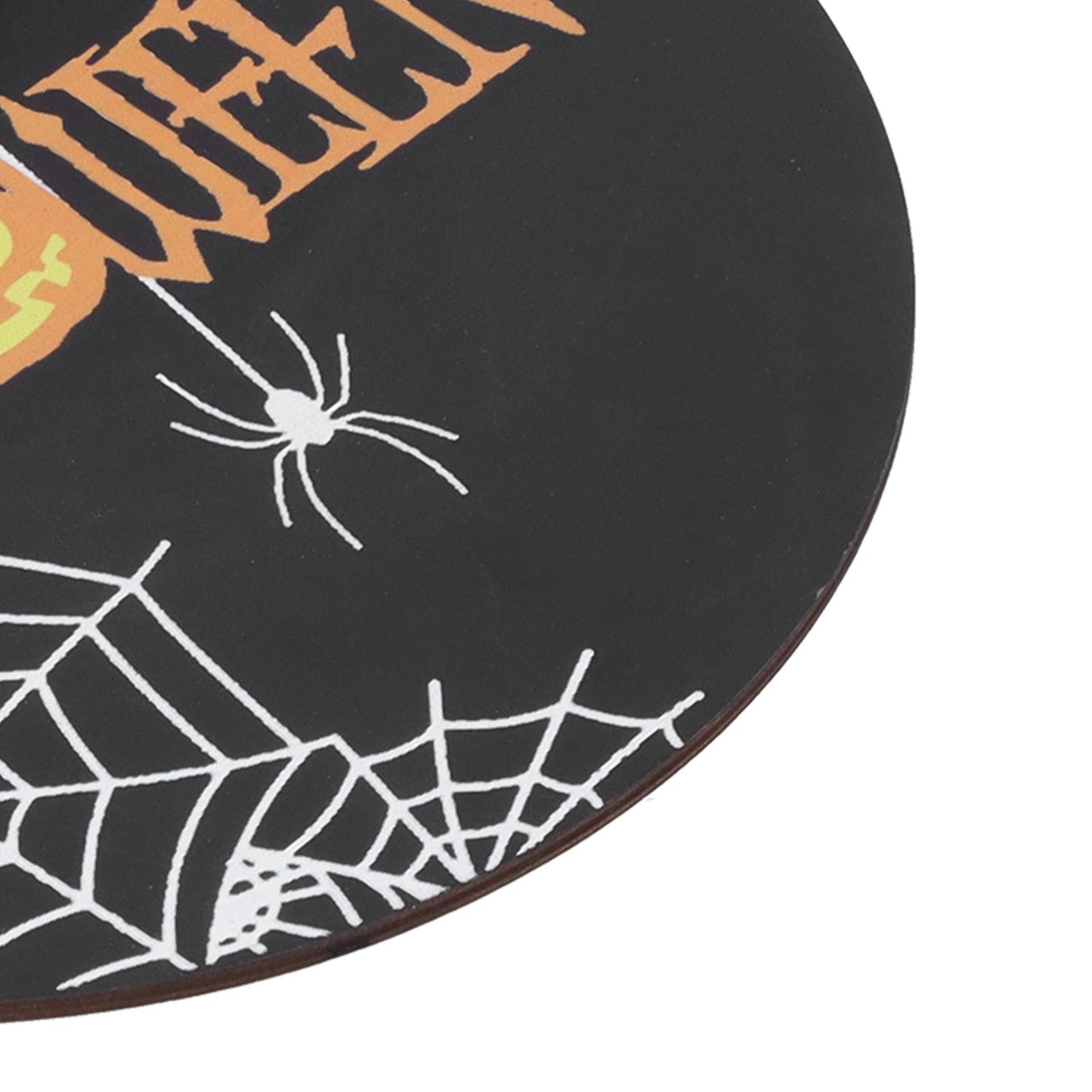 Halloween Spider Web Pattern Wooden Welcome Sign Decorative Hanging Board for Indoor OutdoorWith Bow