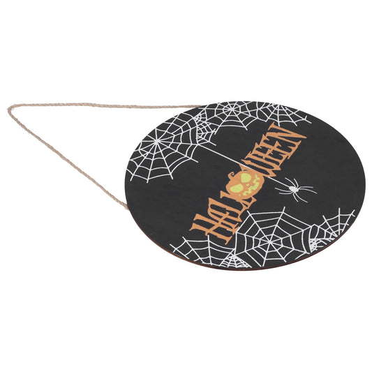 Halloween Spider Web Pattern Wooden Welcome Sign Decorative Hanging Board for Indoor OutdoorWithout Bow