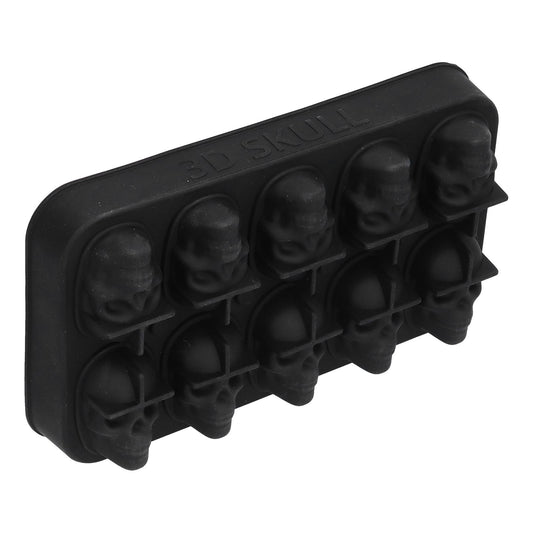 10 Grids Ice Cube Mold Silicone Black Professional Skull Ice Cube Mold for Halloween Home Bar