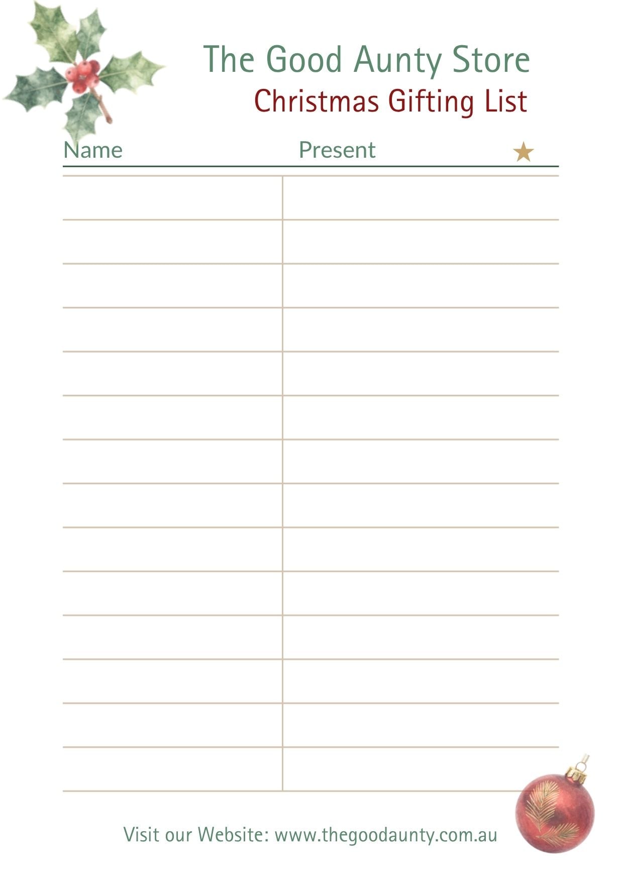 The Good Aunty Christmas List Note Pads