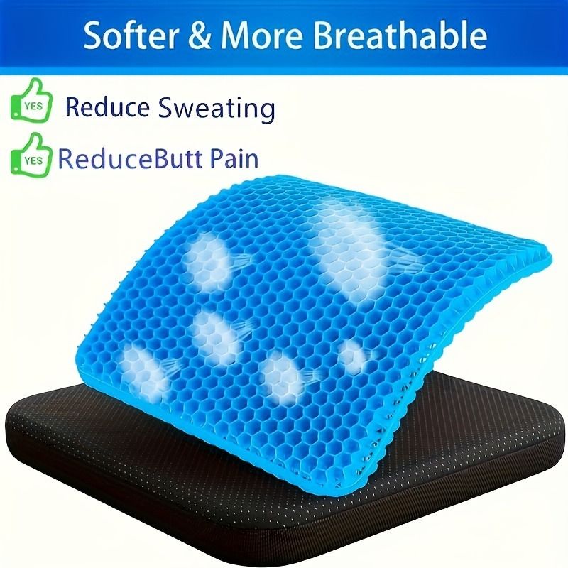 Ultra-large gel honeycomb cushion - Thick, soft, breathable, slip-resistant cooling pad, suitable for wheelchairs, offices - reduces sweating and pressure pain, all-season, lightweight, adjustable, comfortable all year round | breathable