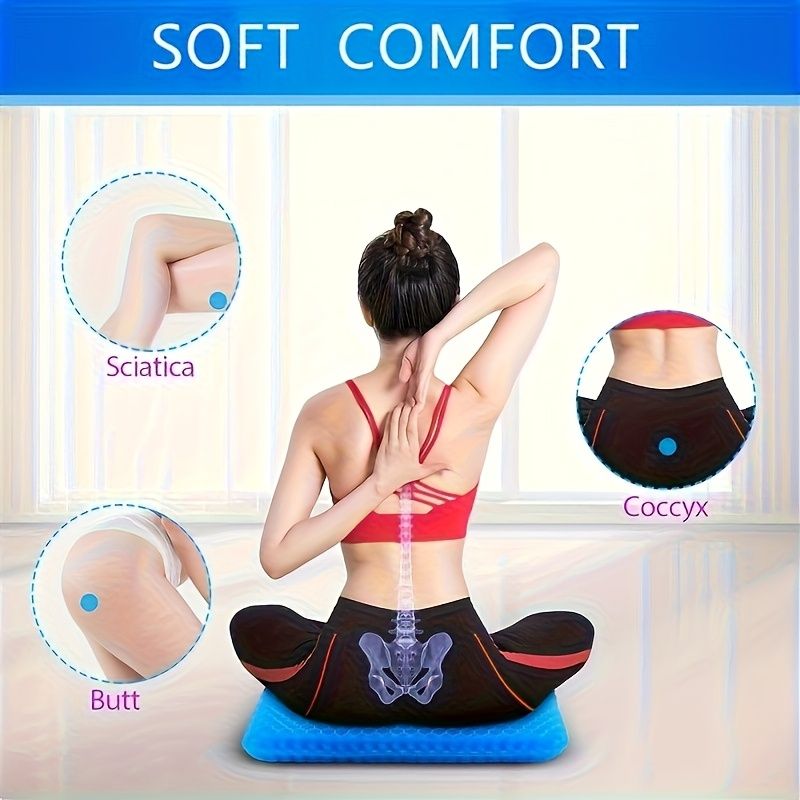 Ultra-large gel honeycomb cushion - Thick, soft, breathable, slip-resistant cooling pad, suitable for wheelchairs, offices - reduces sweating and pressure pain, all-season, lightweight, adjustable, comfortable all year round | breathable