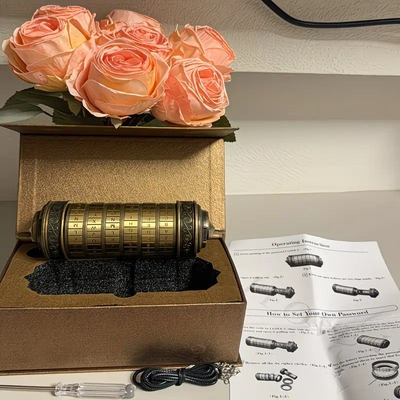 Vintage Mini Combination Lock, Educational Toy, Boxed Puzzle Game, Creative Puzzle Gift Set, Brain Teaser, Fun Creative Romantic(bronze colour)