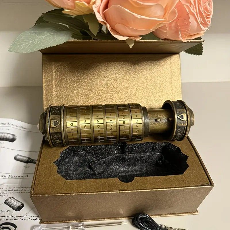 Vintage Mini Combination Lock, Educational Toy, Boxed Puzzle Game, Creative Puzzle Gift Set, Brain Teaser, Fun Creative Romantic(bronze colour)