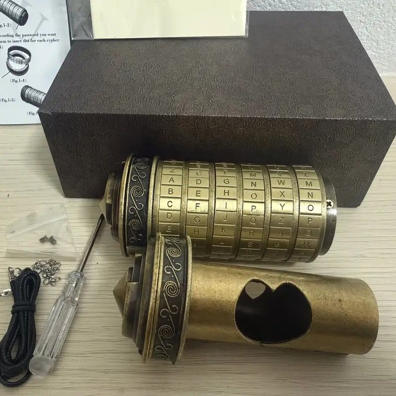 Vintage Mini Combination Lock, Educational Toy, Boxed Puzzle Game, Creative Puzzle Gift Set, Brain Teaser, Fun Creative Romantic(bronze colour)