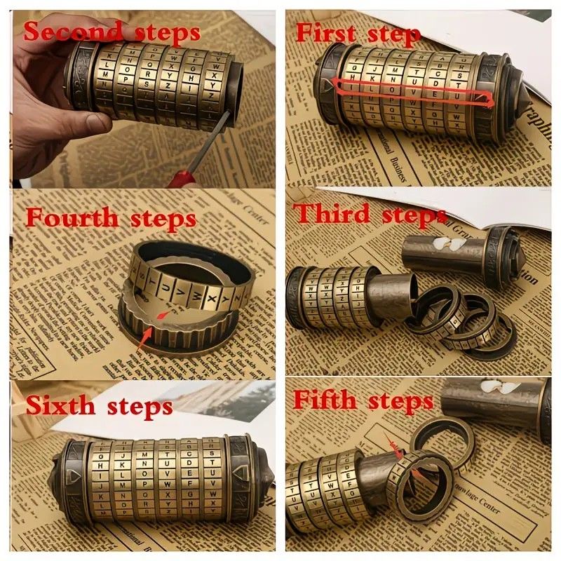 Vintage Mini Combination Lock, Educational Toy, Boxed Puzzle Game, Creative Puzzle Gift Set, Brain Teaser, Fun Creative Romantic(bronze colour)