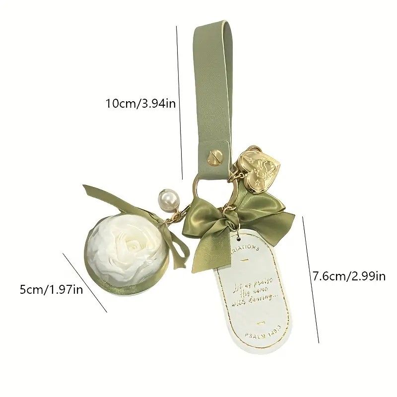 Preserved Flower Leather Keychain: Romantic and Cute to Carry Around, Perfect for Gifting or Personal Use(BLACK)