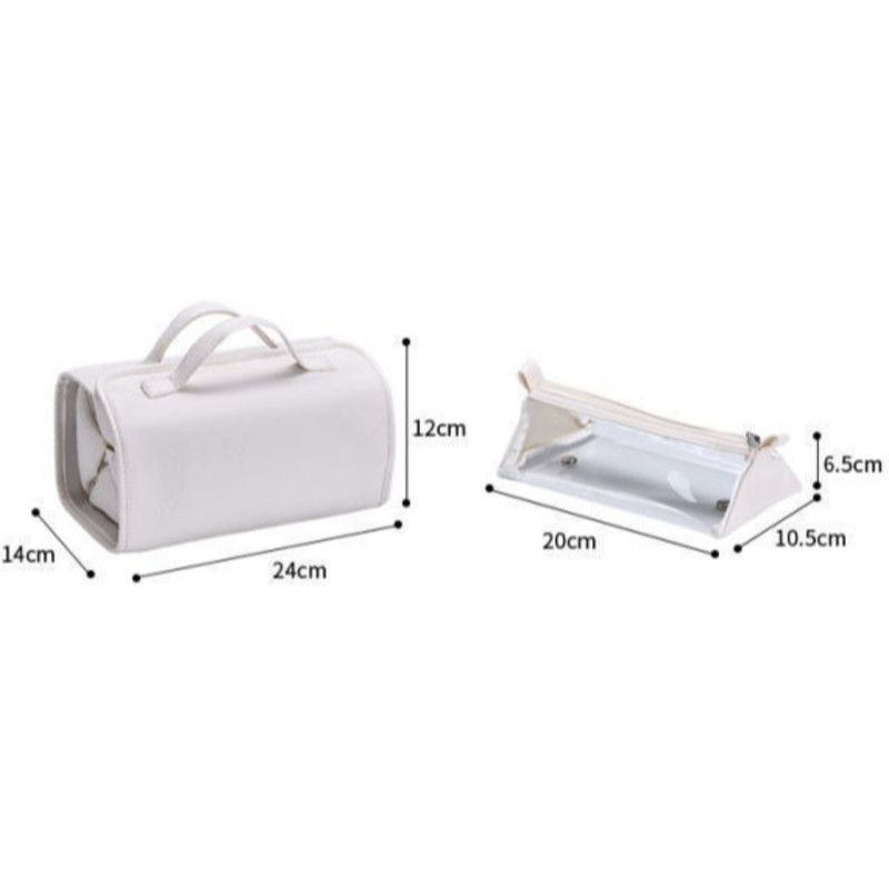 4-in-1 Travel Makeup Bag, Waterproof Foldable Large Capacity Cosmetic Organizer, Hanging Wash Bag—Gray