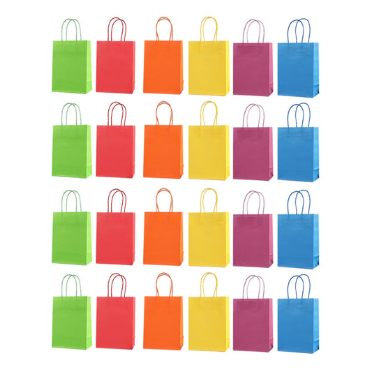 24PCS Color Paper Bags Portable Packaging Gift Bag Accessory for Shopping Birthday Parties