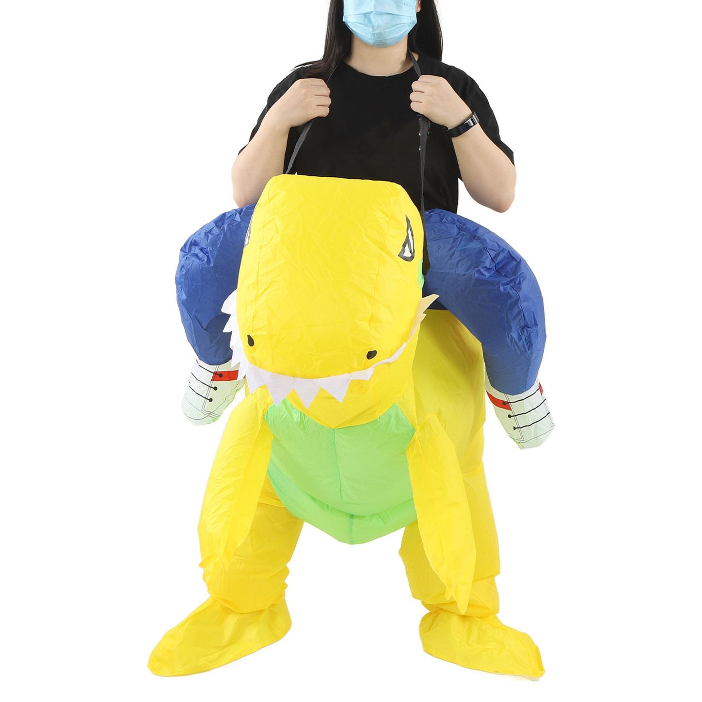 Yellow Dinosaur Inflatable Costume Half Body Model Weird Dinosaur Shape Inflatable Costume Middle Child 120‑140cm