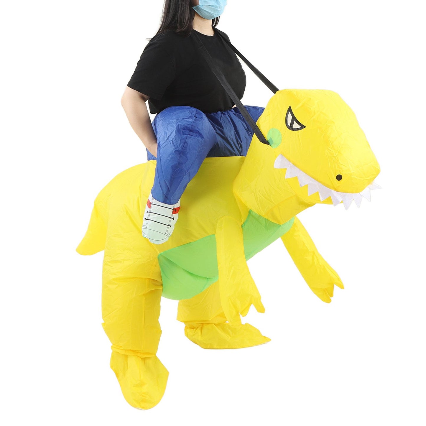 Yellow Dinosaur Inflatable Costume Half Body Model Weird Dinosaur Shape Inflatable Costume Middle Child 120‑140cm