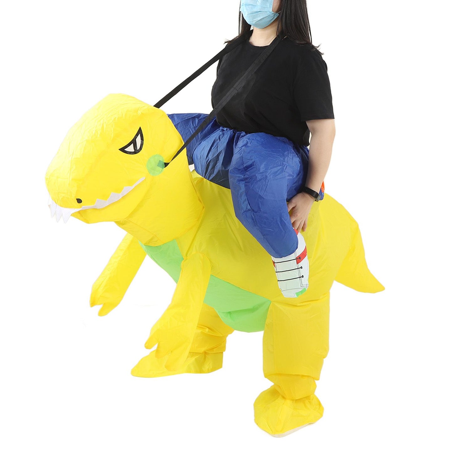 Yellow Dinosaur Inflatable Costume Half Body Model Weird Dinosaur Shape Inflatable Costume Middle Child 120‑140cm