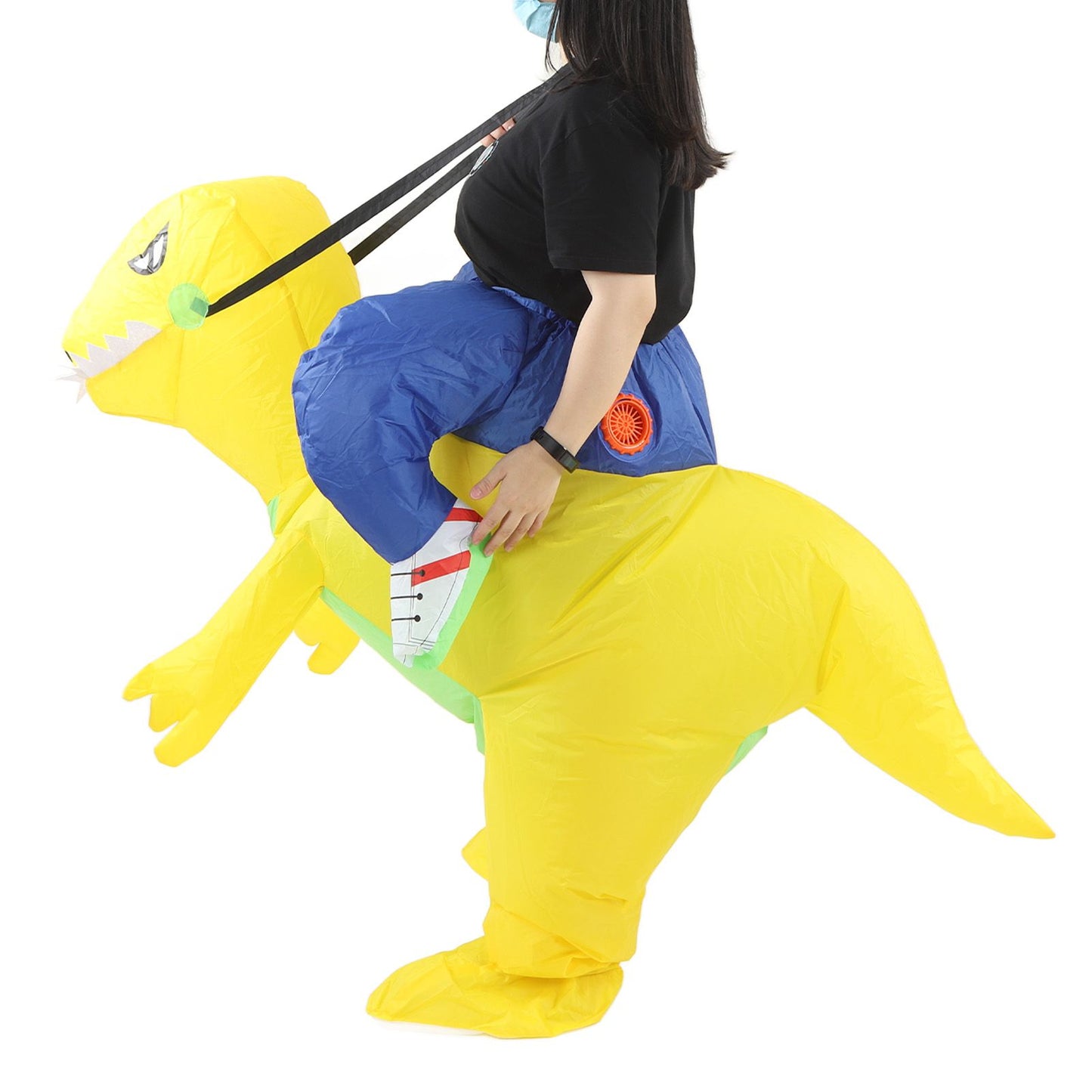 Yellow Dinosaur Inflatable Costume Half Body Model Weird Dinosaur Shape Inflatable Costume Middle Child 120‑140cm