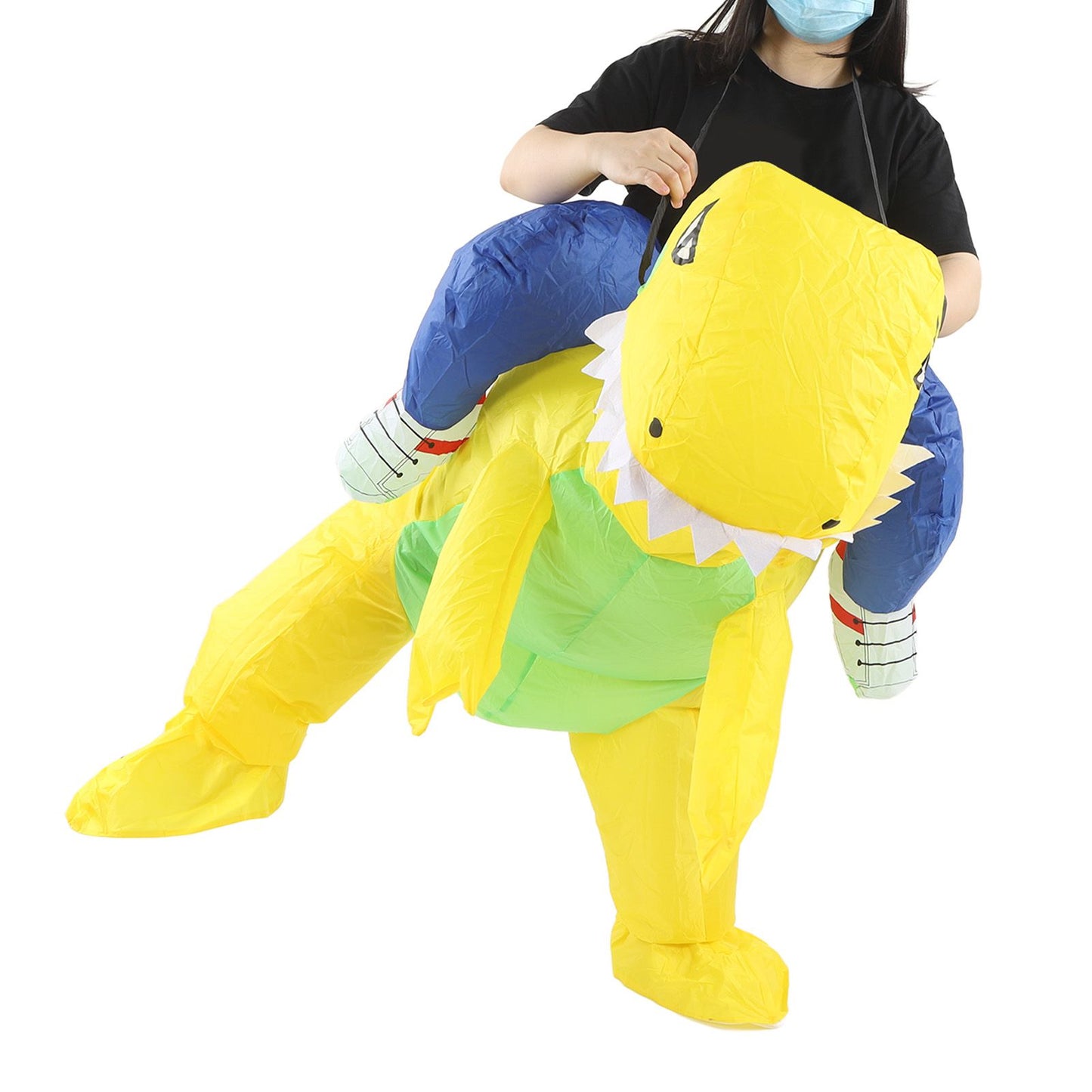 Yellow Dinosaur Inflatable Costume Half Body Model Weird Dinosaur Shape Inflatable Costume Middle Child 120‑140cm