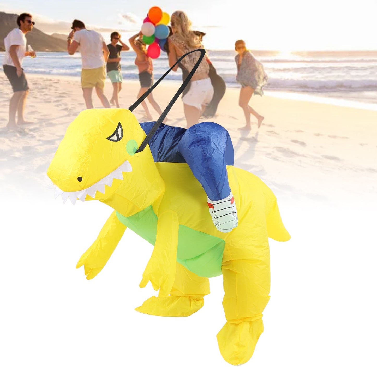 Yellow Dinosaur Inflatable Costume Half Body Model Weird Dinosaur Shape Inflatable Costume Middle Child 120‑140cm