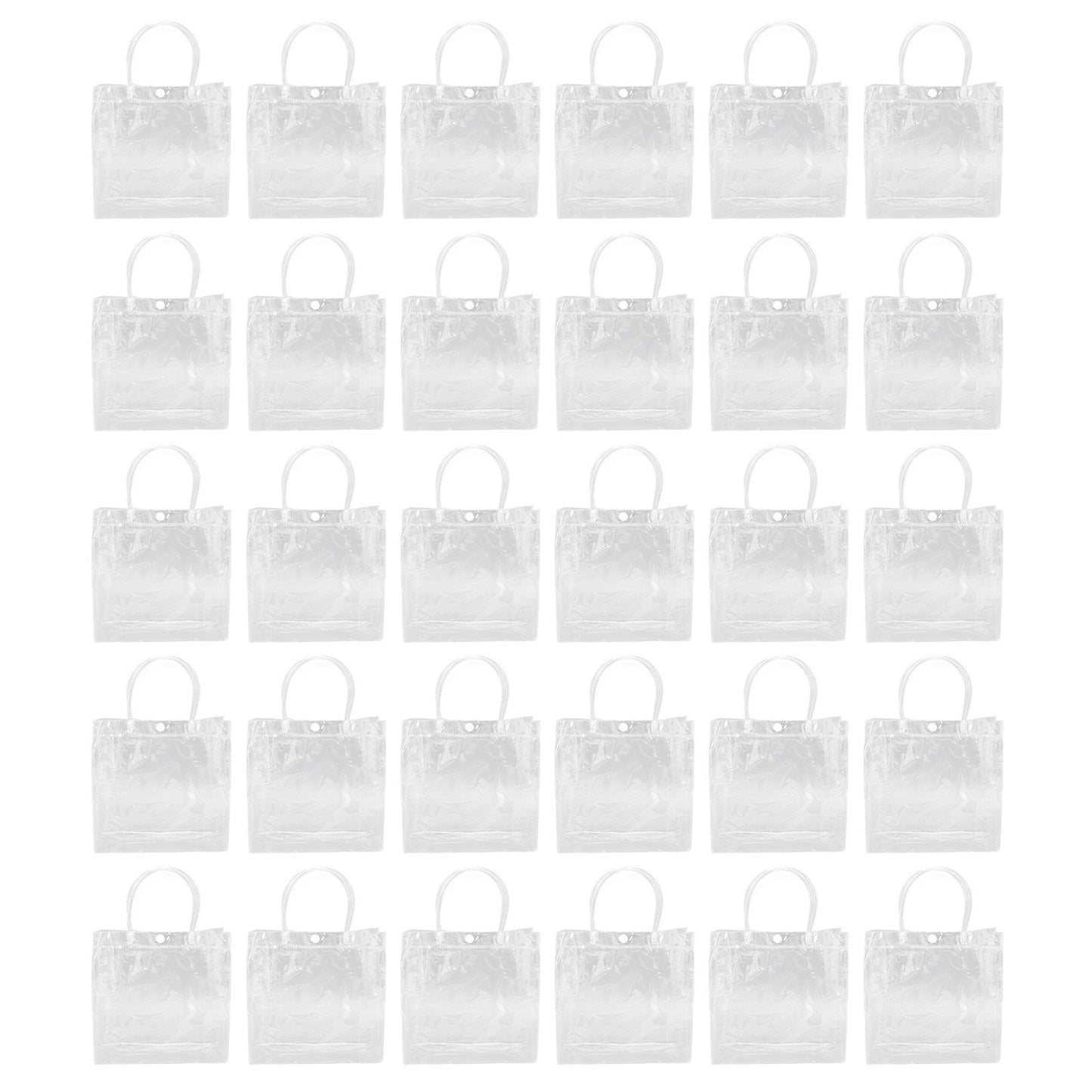 30Pcs Clear PVC Plastic Gift Bags with Handles Reusable Plastic Gift Wrap Tote Bags for Shopping Retail Goodies Business Boutique Wedding Birthday Party 20x20x8cm