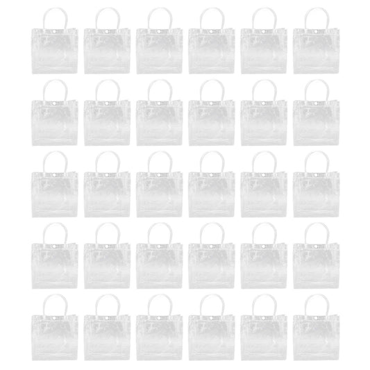 30Pcs Clear PVC Plastic Gift Bags with Handles Reusable Plastic Gift Wrap Tote Bags for Shopping Retail Goodies Business Boutique Wedding Birthday Party 20x20x8cm