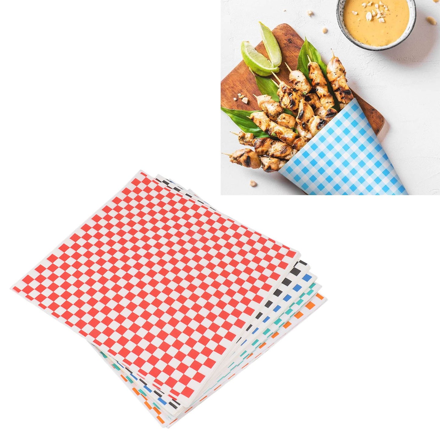 240 Sheets Checkered Dry Waxed Deli Paper Sheets Grease Resistant Food Basket Liners Deli Wrap Wax Paper Sheets for Sandwiches