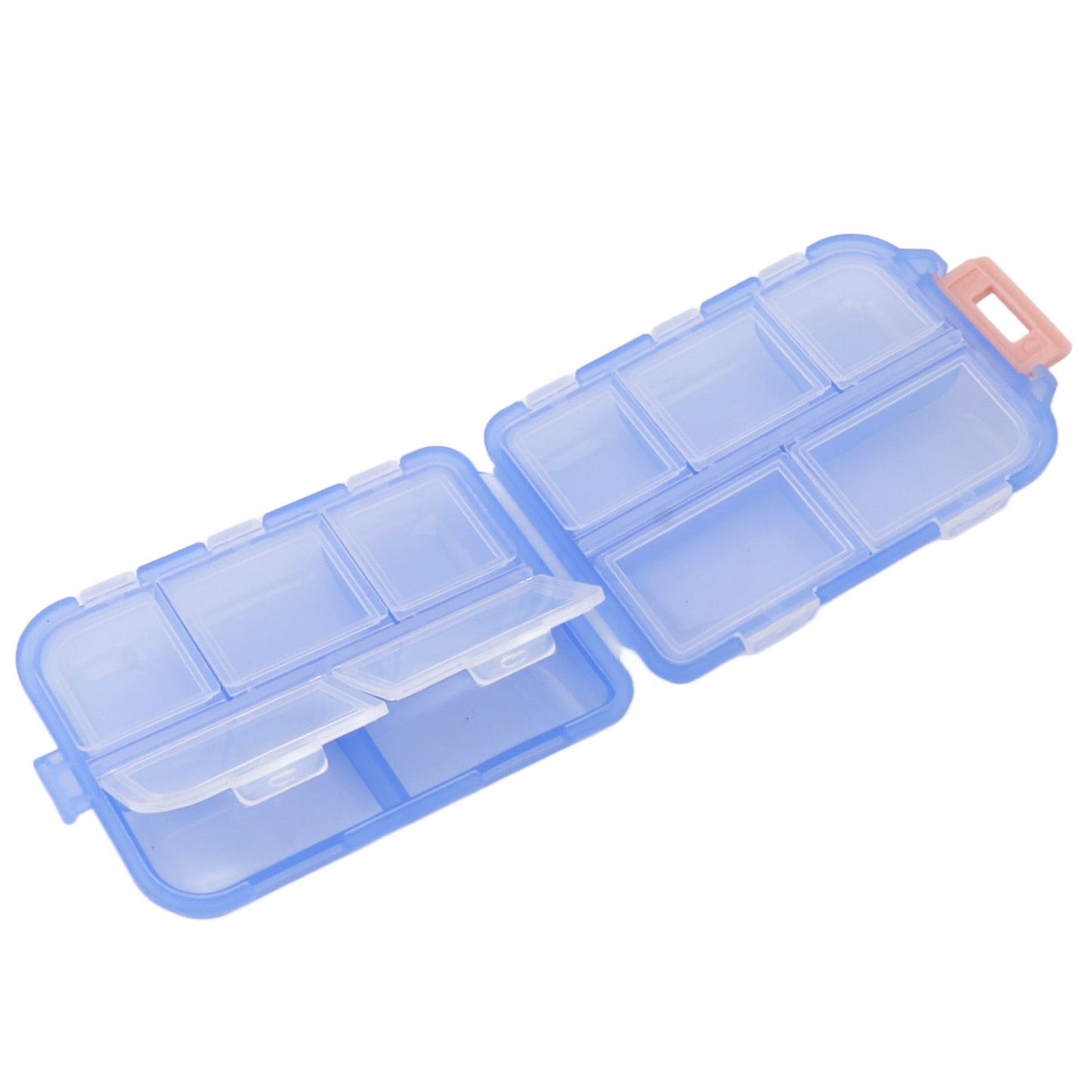 Medicine Box Medicine Case Plastic Waterproof 10 Compartments Buckle Lock Weekly Portable Medicine Container Blue