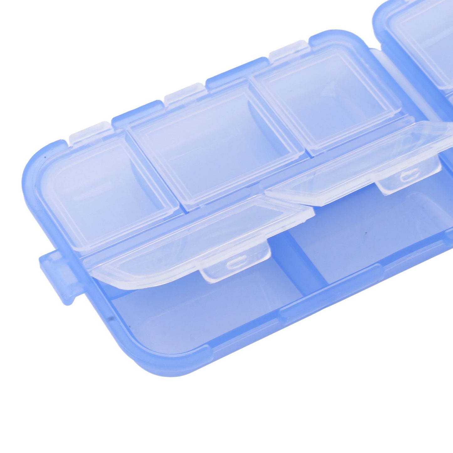 Medicine Box Medicine Case Plastic Waterproof 10 Compartments Buckle Lock Weekly Portable Medicine Container Blue