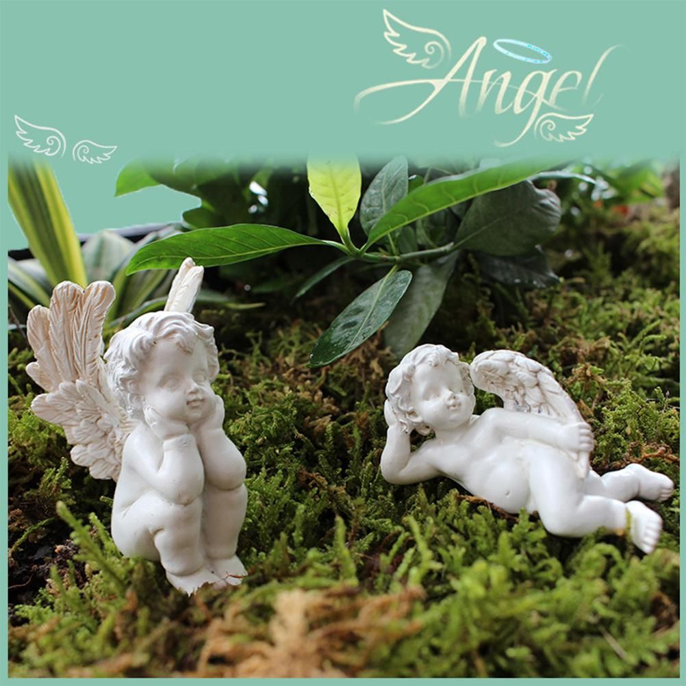 Angel Stakes Figurine Miniature Resin Sculpture Garden Statue for Potted Plants Mini Landscape
