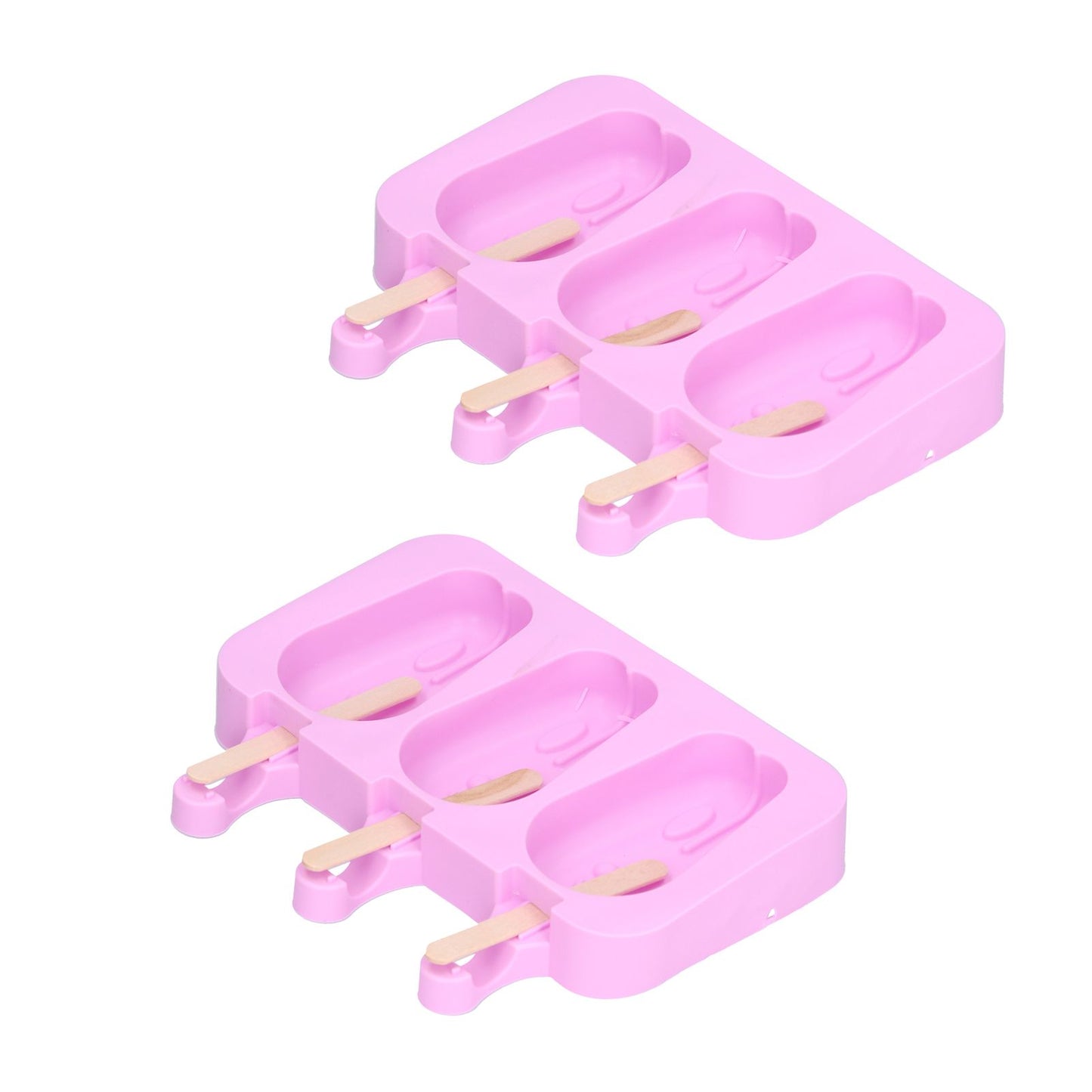 2Pcs 3 Grid Silicone Ice Cream Mold with Lid Rabbit Shaped Mold for Summer Home Kitchen