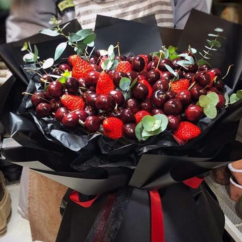 20PCS Plastic Waterproof Flower Gift Wrapping Paper Florist Bouquet Packaging - Black+Black