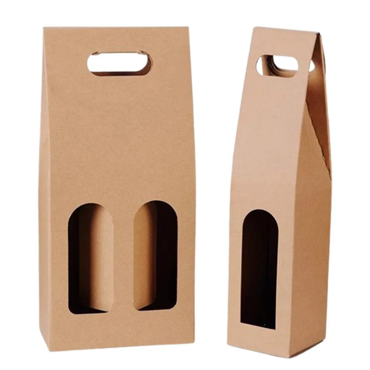 30pcs Kraft Paper Wine Box for Gift Packaging Portable Wine Bottle Storage Box - Double