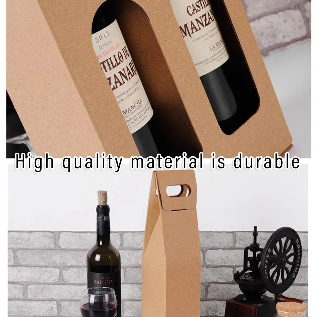 30pcs Kraft Paper Wine Box for Gift Packaging Portable Wine Bottle Storage Box - Double