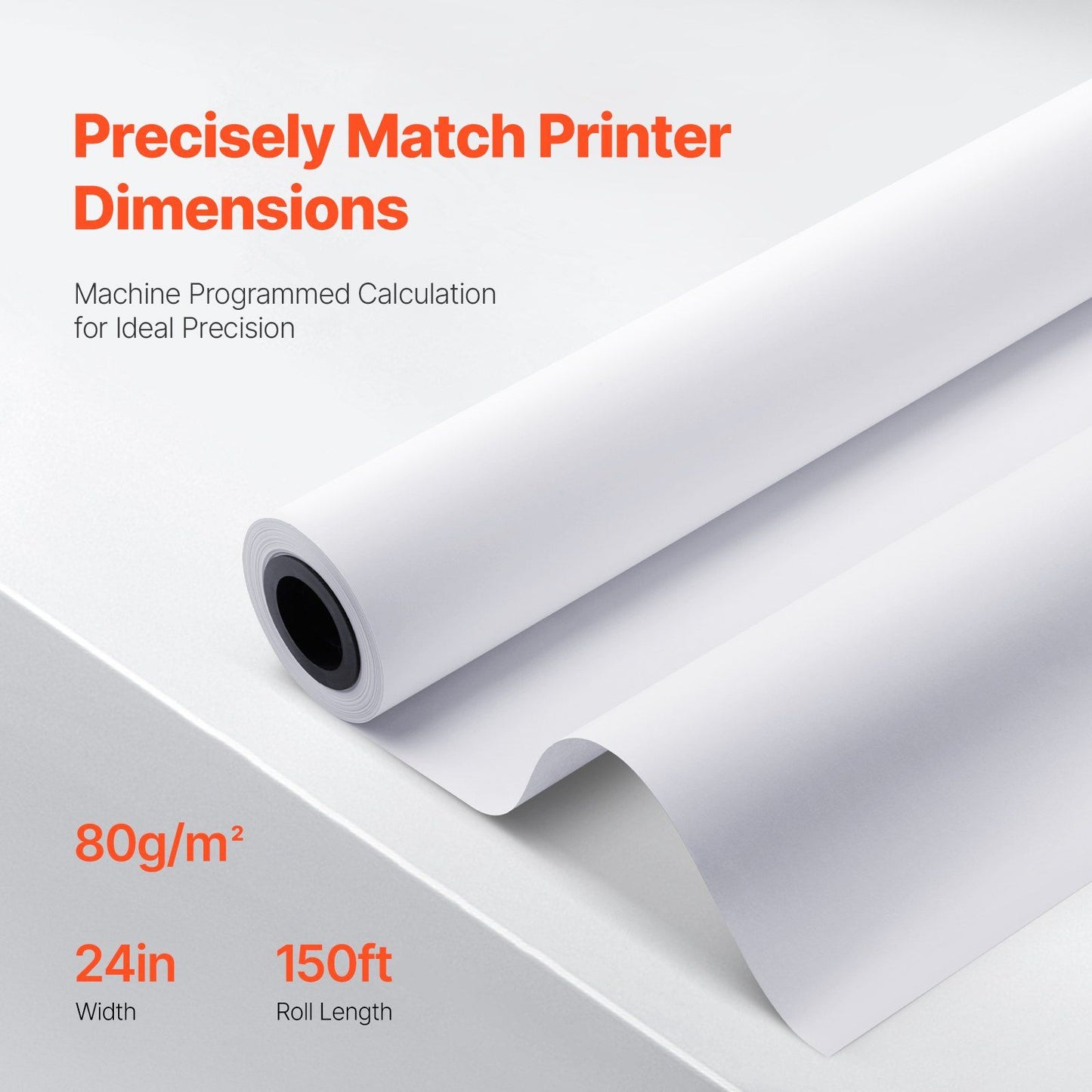Wide Format Paper, 609.6 mm x 45.7 m Plotter Paper, 4 Rolls CAD Bond Rolls with 50.8 mm Core, 10 KG Plotter Paper Rolls, for CAD Drawings, Engineering Plans, GIS Maps & Architectural Designs
